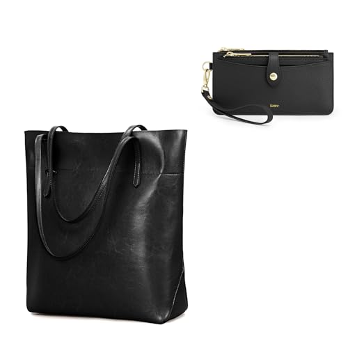 Kattee Leather Shoulder Bags for Women Bundle with Women's Small Leather Purse