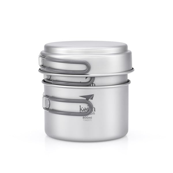 Set Casserole + Poêle En Titane Keith Ti6016 – Ultra Léger 950 Ml + 600 Ml – Idéal Randonnée Camping