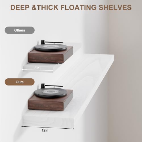 Image of Floating Shelves,Pack 12in Deep Wall Shelf White 2T60IN