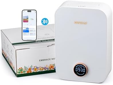 Home Diffuser|150ml Large Capacity Essential Oil Diffuser|Smart Bluetooth Controlled Pure Essential Oil Diffuser|24/7 Customizable Settings (White)