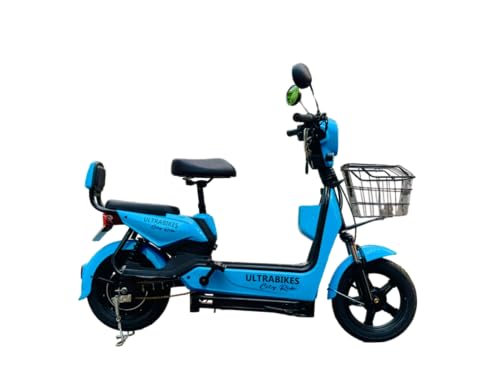 Image of Ultrabikes City Ride Moped | 550 watt Motor | 48V 18Ah Lithium Ion Battery | NO DL Required | 40 Top Speed | Digital Display | 2 Year Warranty | 70 km in Single Charge I 3 Speed Modes (Blue)
