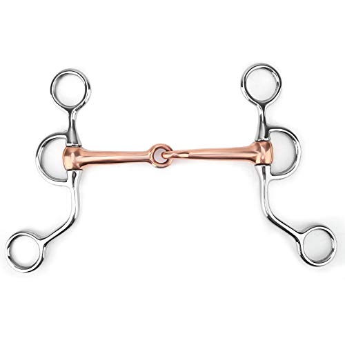 QANYEGN Horse Chew, Stainless Steel Training Bit, Copper Jointed Crescent Bit for Horse Training