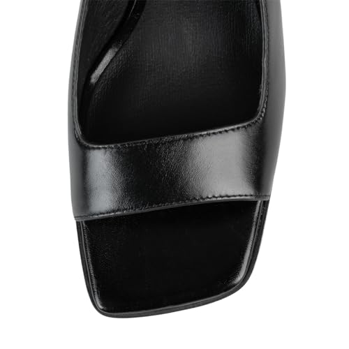 Women Open Square Toe Slingback Buckle Up Pumps Backstrap High Chunky Heels Daily Prom Dressy Shoes Size 4-16 US3