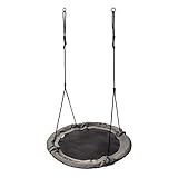 Columpio Infantil Ajustable - Nido para Niños y Adultos Columpio Redondo 100cm Diámetro Peso máximo hasta 100 kg - para Hogar Jardín Casa Exterior Aire Libre Giro (110 cm, Gris)