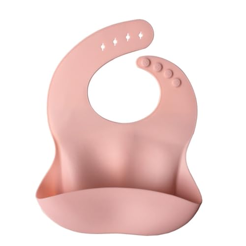 LOLIPPYY Babero de Silicona para Lavar Babero para Comer Paño de Saliva y Delantal de Alimentación Infantil Color Rosa