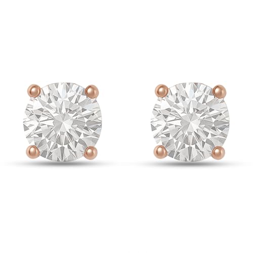 ZAVYA 925 Sterling Silver Cubic Zirconia Solitaire Rose Gold Plat...