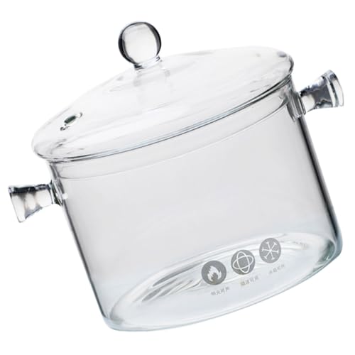 Olla de vidrio borosilicato de 1500ml con tapa resistente para cocina 2