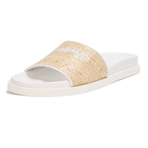 KARL LAGERFELD womens Hazlet Flat Sandal Slide With Logo