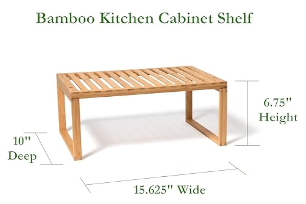 Lipper International Bamboo Kitchen Cabinet Shelf for Organizing a Pantry, Countertop, or Bathroom, 15 5/8 x 10 x 6 1/4