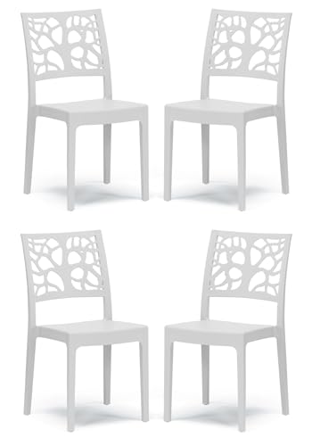 Set 4 sedie in polipropilene TETI, MADE IN ITALY, impilabile,
