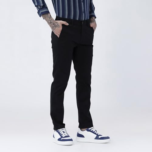 Image of BASICS Premium Cotton Stretch Formal Trousers for Men | Office Pants