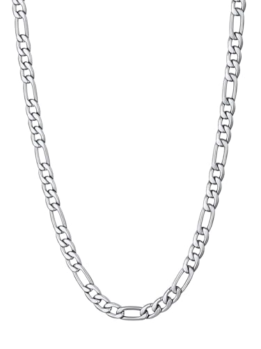 U7 Men Women Stainless Steel Figaro Chain 5MM Wide 3:1 Italian Necklace 22 Inch