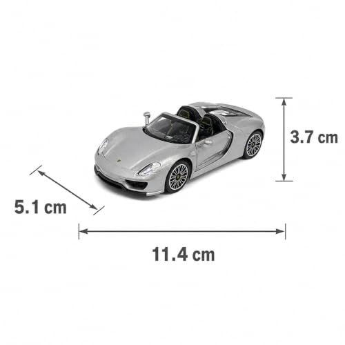 Image of Wizplex MSZ Porsche 918 Spyder 1:43 Scale Officially Licensed Die Cast Metal Car - Pull Back Open-Top Hypercar with Openable Front Doors, Collectible Showpiece for Kids 6+ & Car Enthusiasts