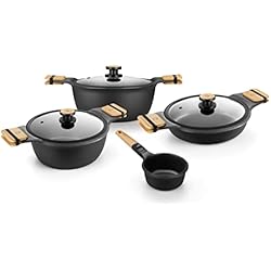 Baterias Bra BRA MARKET - Batería 7 Piezas Aluminio Fundido, Antiadherente ULTRA REFORZADO SIN PFOA, APTA PARA TODO TIPO DE COCINA E Inducción