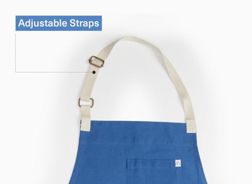 Image of Misen Chef Apron - Blue, Adjustable & Versatile - Comfortable, Durable, Easy to Clean - Machine Washable & Non-Chlorine Bleach - Two Words: Pocket Towels - Kitchen & Restaurant Aprons with Pockets