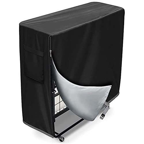 BOSKING Funda de cama plegable impermeable 420D Oxford a prueba de polvo universal para camas plegables fundas de almacenamiento para interiores y exteriores de 39 x 15 x 45 pulgadas (Negro) Cover
