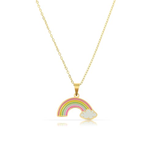 Made by Nami Mädchen Halskette mit Anhänger Regenbogen Geschenke für Mädchen Freundschaftskette (Regenbogen)