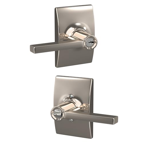 Image of SCHLAGE F51A LAT 618 CEN Latitude Lever with Century Trim Keyed Entry Lock, Polished Nickel