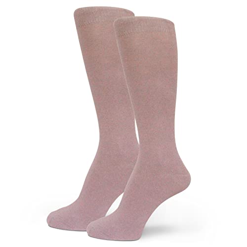 Spotlight Hosiery Men's Groomsmen Wedding Gift Solid Color Dress Socks - QUARTZ & ROSE GOLD METALIC, Men Sock Size 10-13