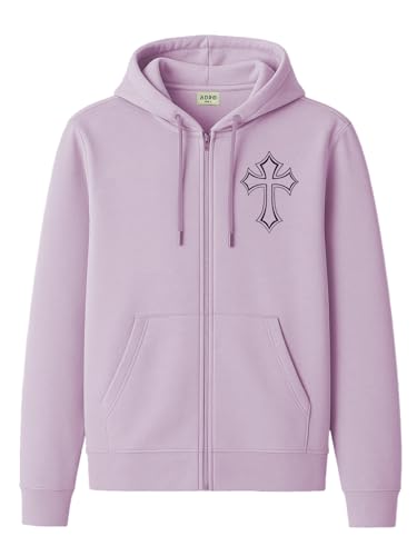 Image of ADRO Men's Regular Fit Zip-Up Hoodie for man | 320 GSM Cotton Poly Fleece Zipper Sweatshirt with Soft Fabric & Printed Hoodies