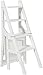 MFLASMF Sedia per Adulti Scaletta in Legno Bianco Sedile Pieghevole Multifunzione Home Library Office 4 gradini Scaffalature Scaletta Flower Stand Sgabello Gradino