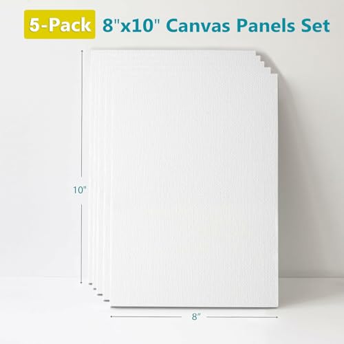 Image of KEFF Canvas for Painting - 5-Pack 8x10 Canvas Value Pack - 100% Cotton Triple Primed Small Canvases for Painting. Mini Canvases Bulk Set for Acrylic, Oil, Watercolor&Tempera - Art Supplies for Adults