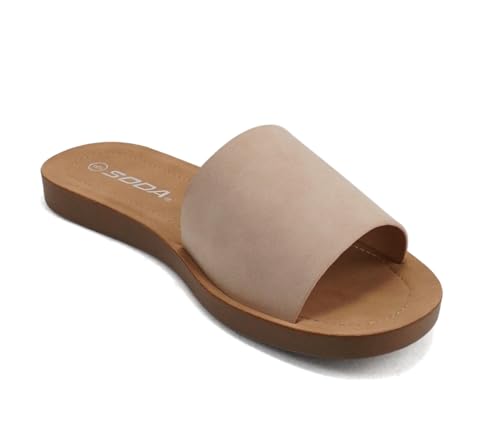 Image of Soda Shoes Efron-S Women Flip Flops Basic Plain Slippers Slip On Sandals Slides Casual Peep Toe Beach