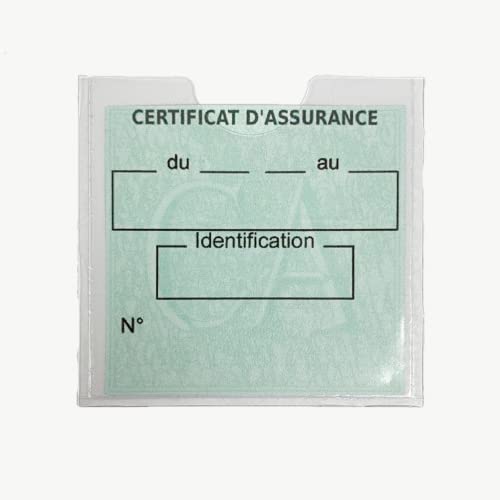 Pochette Porte Vignette Attestation Assurance Auto | Fabriqué en France | Etui Adhésif Transparent Autocollant | Voiture Rangement Protection Plastifiée
