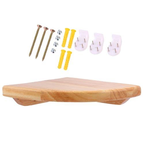 Genérico Estante de Esquina Flotante de Madera de Caucho Soporte de Pared Semicircular 17 CM Estantes Adhesivos para Baño Sala y Dormitorio Multifuncional