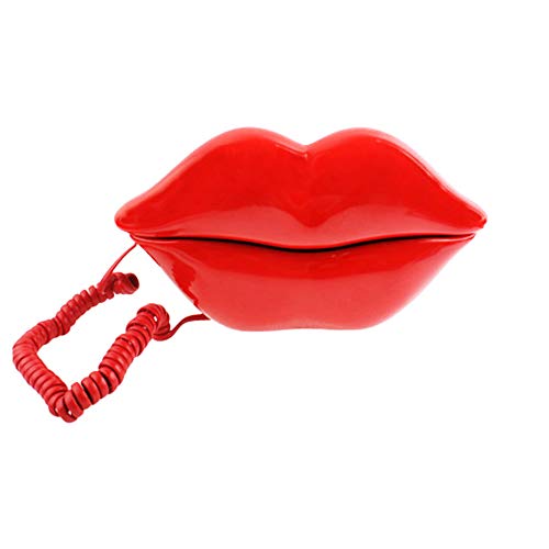 TelPal Red Mouth Telephone Wired Novelty Sexy Lip Phone Gift Cartoon Shaped Real Corded Landline Home Office Phones Furniture Decor