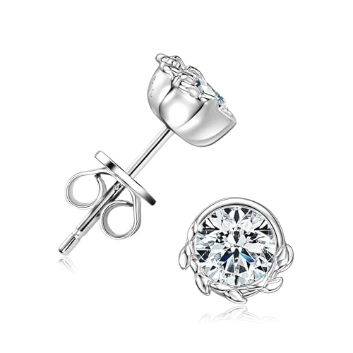 Moissanite 0.5ct boucles d'oreilles argent S925 feuille d'olivier éclat durable