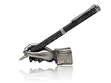 Acely Executive Hand Shape Pen Holder Metal Art Craft Paperweight for Desktop Organizer Pen Stand Decoration (Anti-Silver)