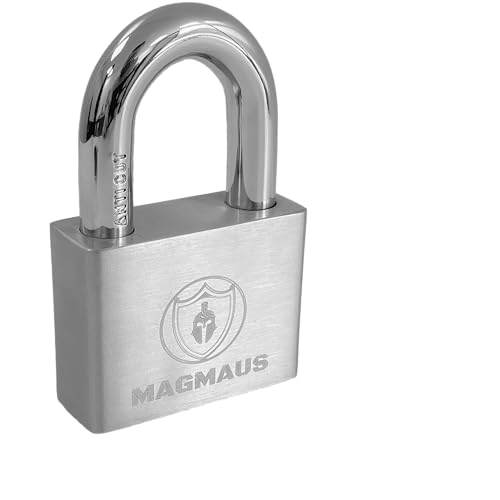 Magmaus® PDL/50 Heavy Duty Lock with 3 Keys [Anti Cut Shackle] - [Stainless Steel] Weatherproof Padlock for Outdoor Use - Ideal for Storage Unit, Shipping Container, Gate