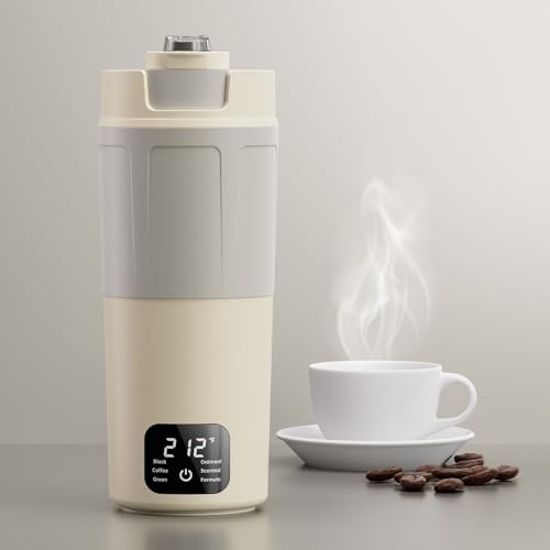 HOWDIANQY Dual Voltage Portable Electric Kettle Travel Hot Water for Tea,Coffee, 6 Temperature Controls and LCD Display, 304 Stainless Steel and Large Capacity 550ml, Auto Shut Off&Boil Dry Protection