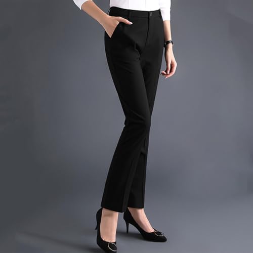 TANGNADE Women High Waist Casual Straight Leg Long Business Work Suit Dress Pants Slim Fit Trousers with Pockets Slacks2
