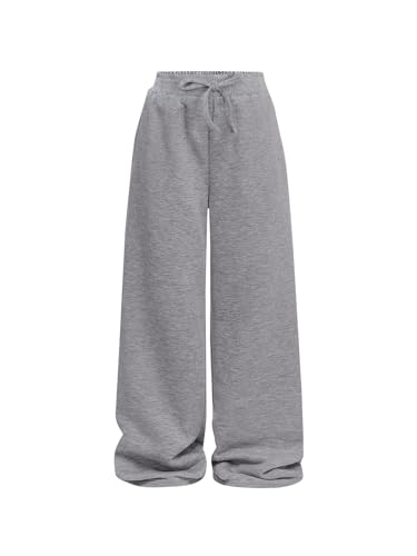 Girls Wide Straight Leg Loose Sweatpants Elastic Waist Drawstring Jogger Pants