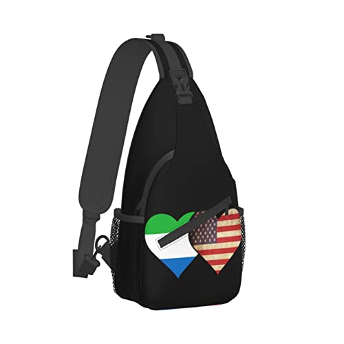 Mochila bandolera unisex bandera Sierra Leone y EE.UU. miniatura 3