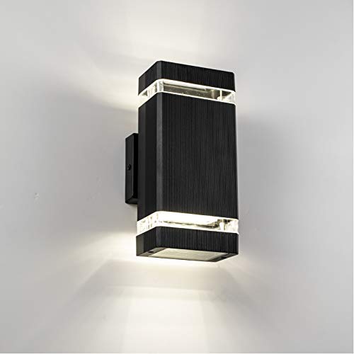 APPLIQUE DA PARETE IMPERMEABILE LED RETTANGOLARE NERO STILE MODERNO DA 16W POSSIBILITA' DI INSTALLARE PER INTERNI ED ESTERNI LUCE CALDA (4000K) [Classe di risparmio energetico A+]