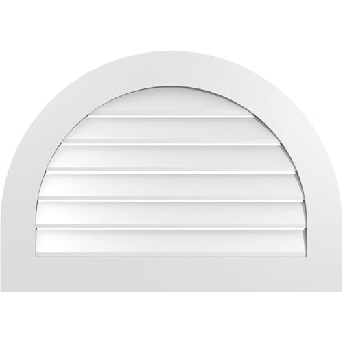 Ekena Millwork GVPRT34X2401SF Round Top Surface Mount PVC Gable Vent, Factory Primed White