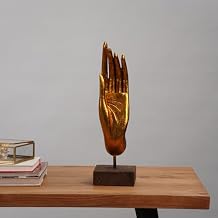 Handmade Eco-Friendly Vintage Resin Gold and Wooden Base Sculpture 16"x4.5"x4.5" from BBH Homes Gold