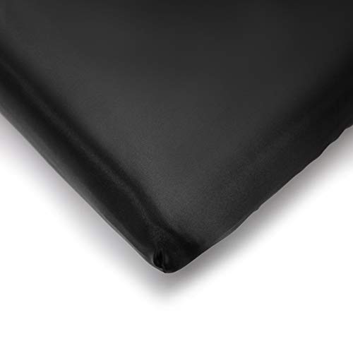 Image of Pro Goleem Satin Pack n Play Playard Sheet Great for Baby Hair Soft Silk Feeling 27x39 Inch Fitted Portable Mini Crib Sheet Playard Mattress Cover Unisex Black Gift for Boys and Girls