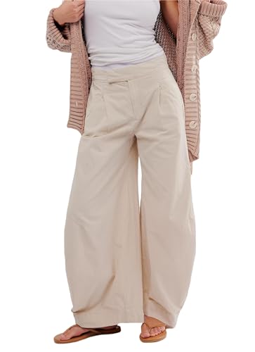 LifeShe Women's Wide Leg Baggy Pants High Rise Barrel Pant Loose Boyfriend Trousers with Pockets