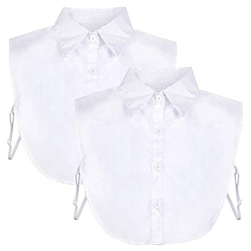 Fake Collar Detachable Dickey Collar Blouse Half Shirts Peter Pan Faux False Collar for Women & Girls Favors (White, 2 Pack)