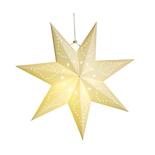 LIOOBO Paper Star Lantern Lamp Shade Christmas Hanging Stars Garland Hollow out Xmas Tree Topper Hanging Ornament for Wedding Birthday New Year Party Home Decor for Indoor and Outdoor 17.7 Inch