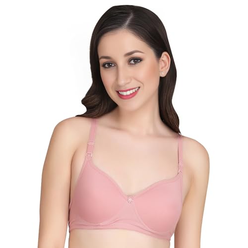 Image of Padded Everyday Bra for Women - Made of Pure Cotton Full Coverage Non Wired Seamless Pushup Soft Cup for T-Shirt Saree Dress Sports Garment for Daily Use Everyday