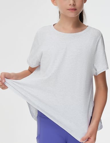 Image of THE GYM PEOPLE Girl's Athletic ShirtsWorkout Tops with Side Slits | Soft, Breathable, Side slits, Relaxed fit, Easy to match, For running, dancing and daily wear