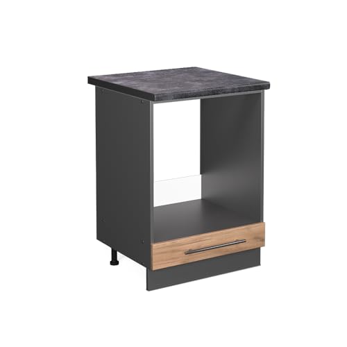 Vicco Meuble pour Four Fame-Line, Chêne de Force doré, 60cm, PT Anthracite, à Combiner avec d'autres modules de la série Fame-Line