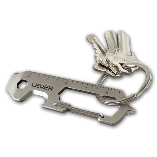 Lever Gear CLiP KT Flaschenöffner, Schlüsselanhänger, Multitool-Karabiner für Schlüssel, Mini-Prybar-Schlüsselkarabiner, Schlüsselanhänger, Schraubendreher, Multitool für Männer, EDC-Werkzeug