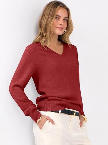 Image of ANRABESS Women's Long Sleeve V Neck Basic Sweaters | Classic Pullover Tops,Soft Loose,Business Casual Work,Travel Vacation,All Day Wear,Fall Spring Outfits,Winter Layer Clothing