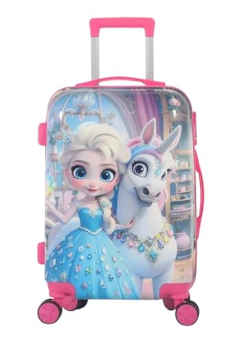Image of ADSON Abs Kids Trolley 360 Rotating Luggage 360 Degree Wheels Princess Non-Breakable 20 Inch Kids Hardsided Suitcase with 4 Wheels, 360 Degree Wheel Travel Trolley Bag (Light Blue Princess)